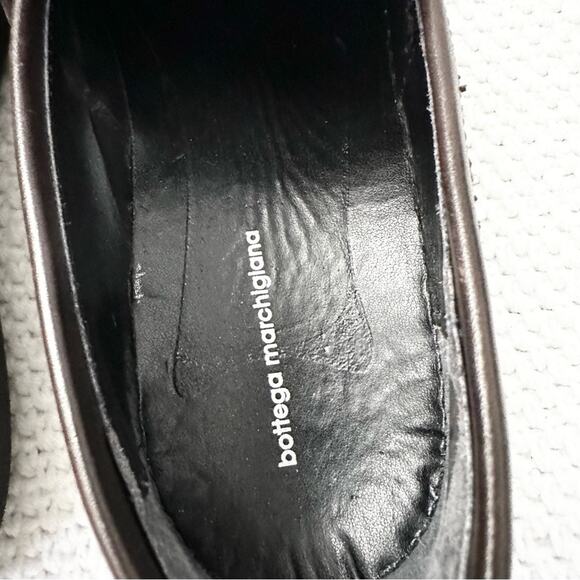 Bottega Marchigiana Italy Brown Leather Chunky Creeper Lug Sole Penny Loafers 41 - Picture 5 of 11